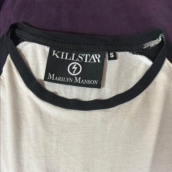 Killstar X MANSON Black and White Graphic Antichrist Superstar Raglan Tee - Picture 5 of 5